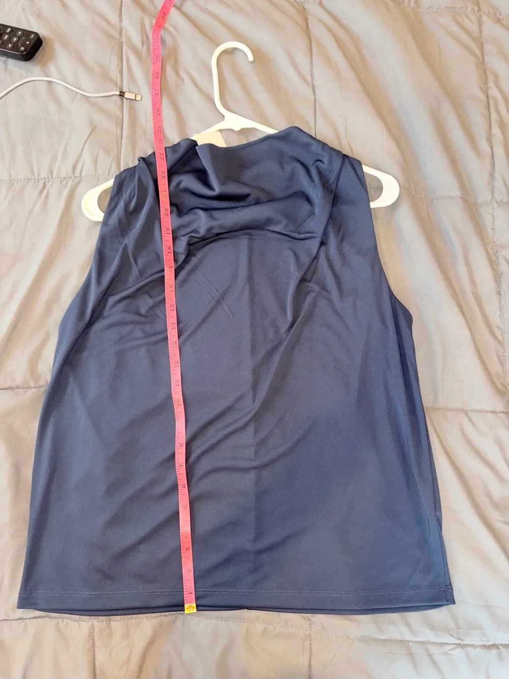 NWT Club Monaco Navy Blue Drape Neck Sleeveless Blouse Tank Top Medium - Picture 6 of 6